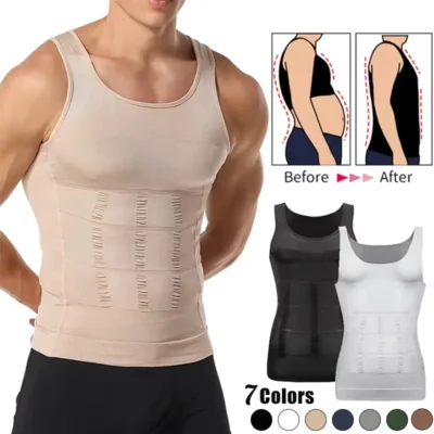 Débardeur gainant amincissant pour homme – Compression abdominale et maintien du ventre pour le sport et la musculation