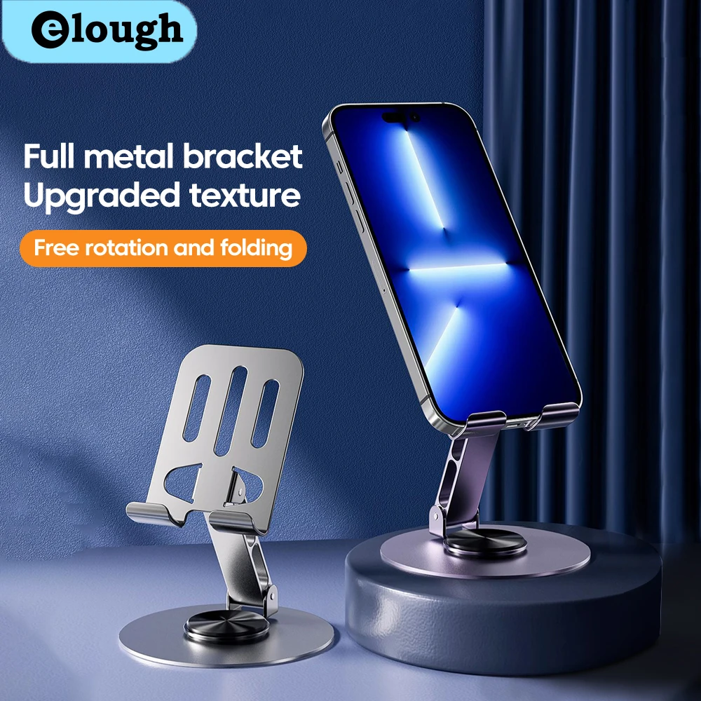 Support universel pliable pour téléphone portable, Rotation à 360 °, support de tablette de bureau en métal avec Base antidérapante pour tablette de téléphone portable