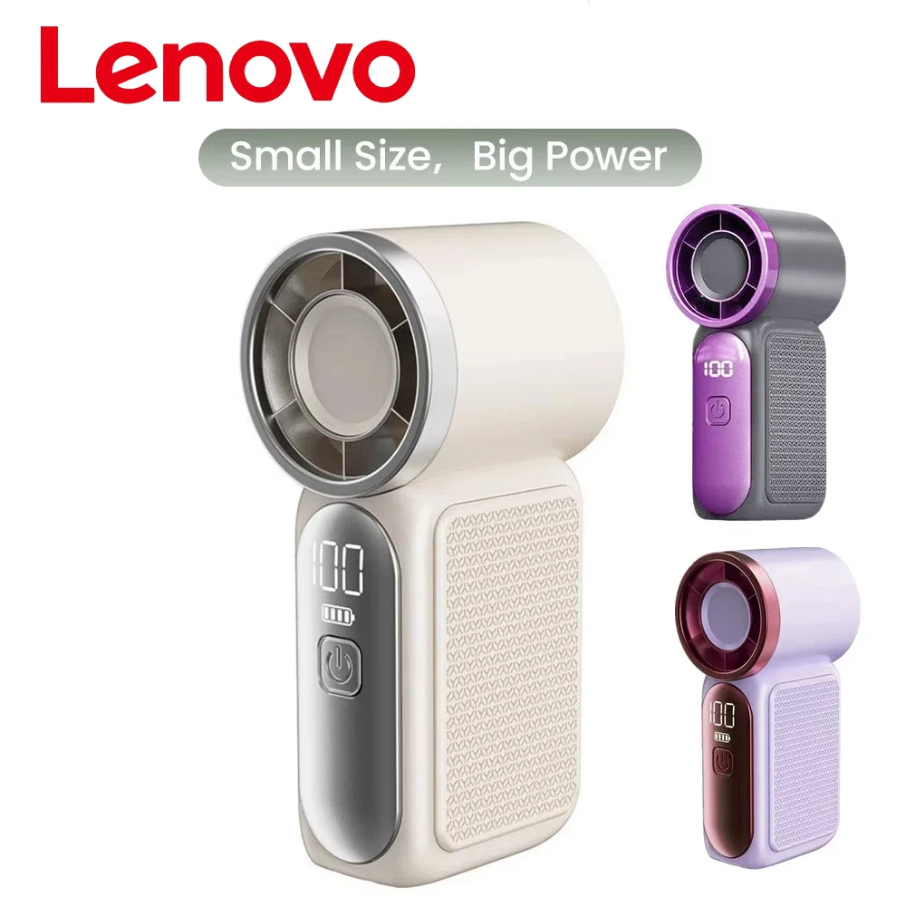 Mini-ventilateur portable Lenovo – 5 vitesses réglables, rechargeable via USB-C, avec affichage numérique – Utilisation bureau ou extérieur – Meilleure vente 2026