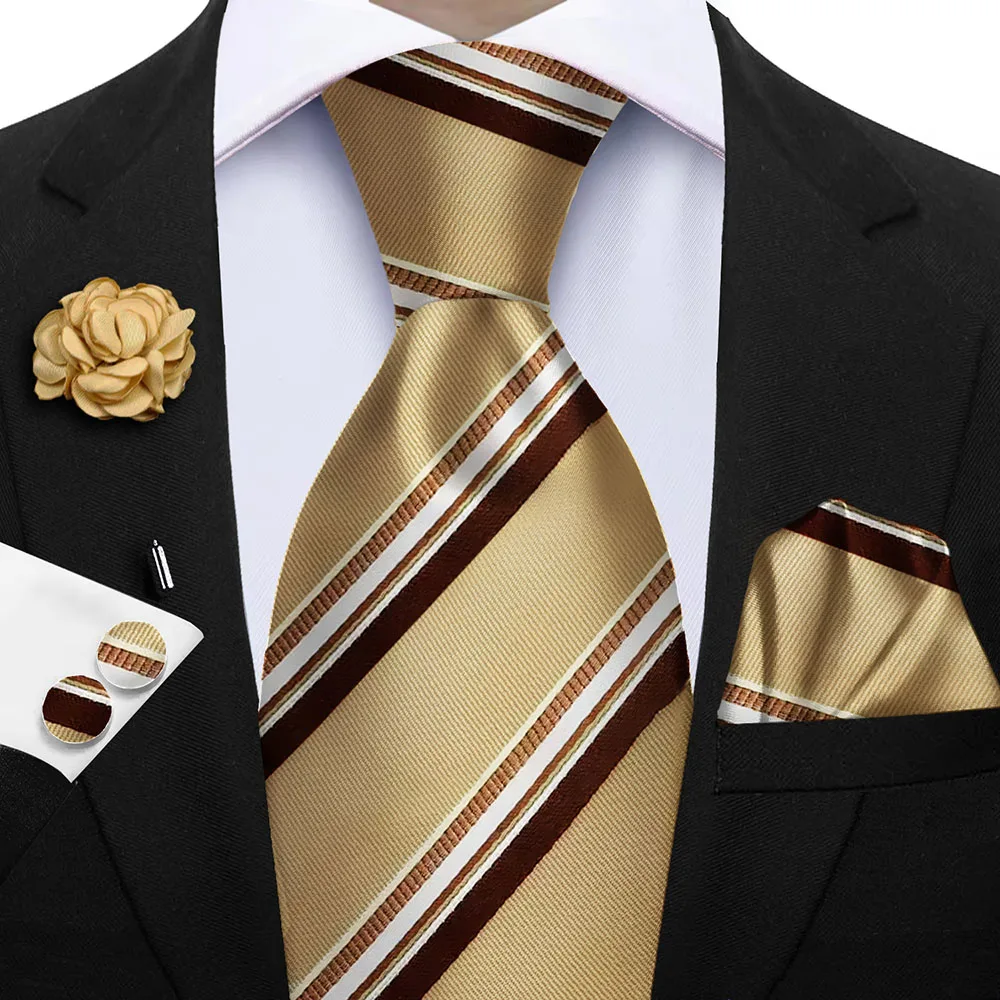 Ensemble de luxe pour homme : cravate rayée vert sauge, pochette et broche – Accessoires de costume et de mariage, idéal pour les fêtes
