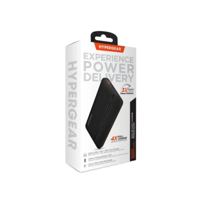 Batterie externe noire 10 000 mAh 20 W PD + USB pour ordinateur portable